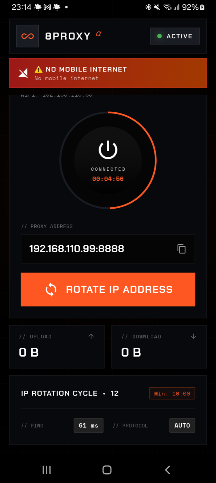 8PROXY dashboard traffic and rotation statistics with numbered markers
