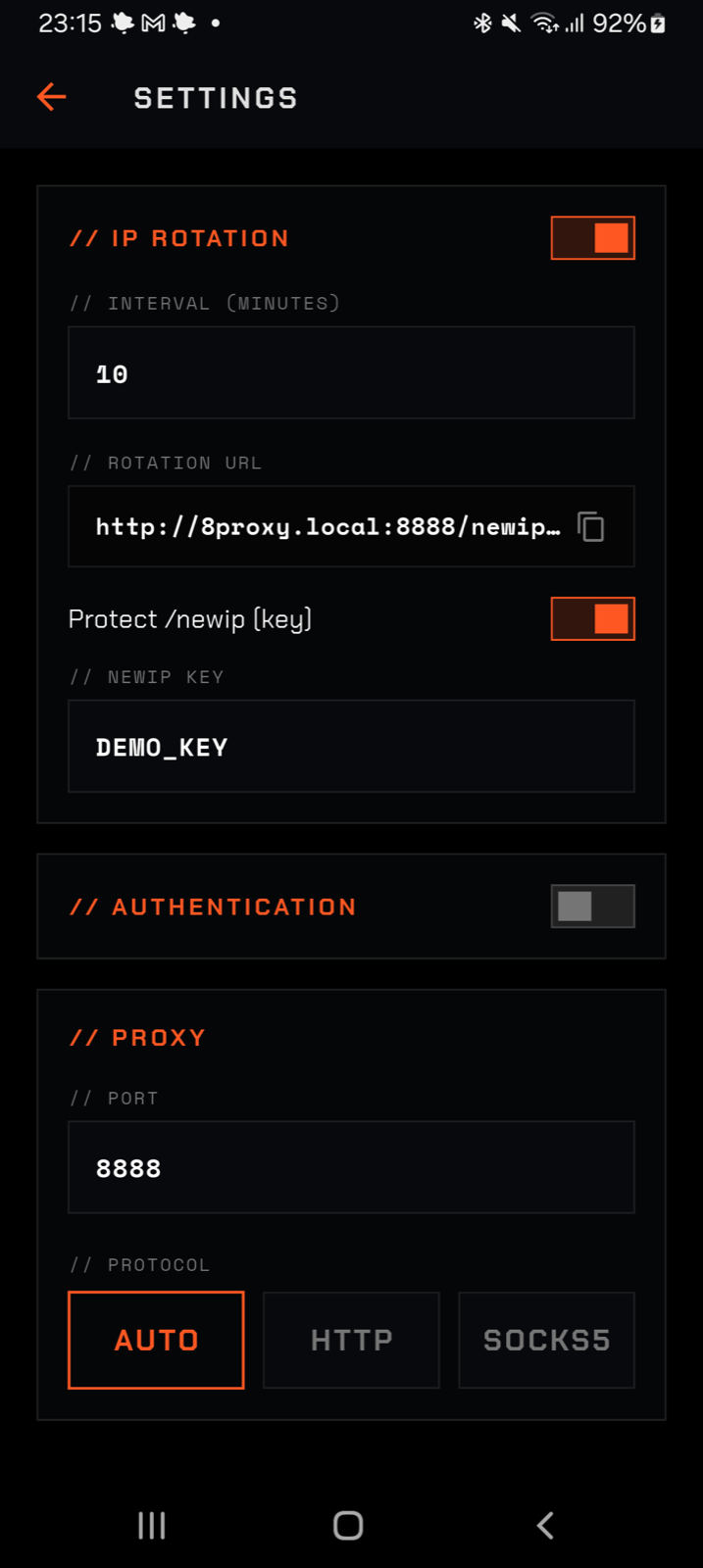 8PROXY new IP control key settings with demonstration key